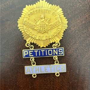 Order of DeMolay Gold And Blue Medal Petitions Athletics Vintage